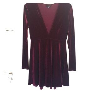 Velvet deep V cut dress
